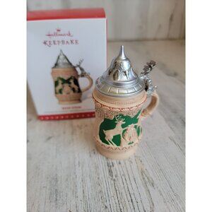Hallmark beer stein reindeer ornament Xmas miniature unique
